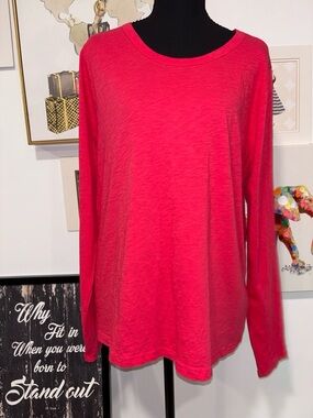 J. Crew Long-Sleeve Crewneck Top in Bright Pink